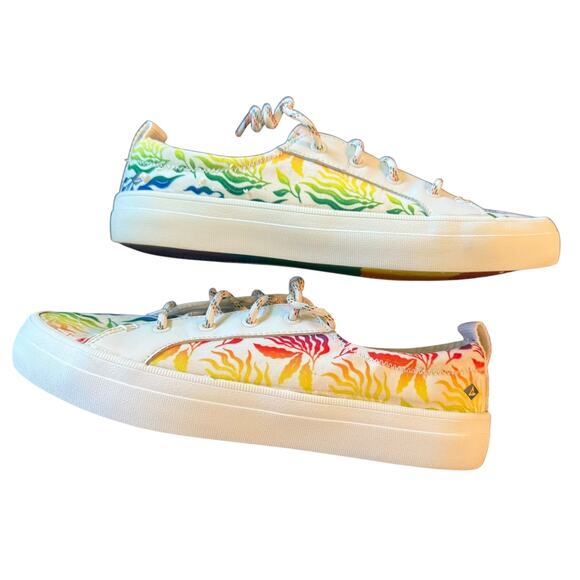 Sperry Crest Vibe White Rainbow Pride Sneakers Size 9 - Picture 6 of 8